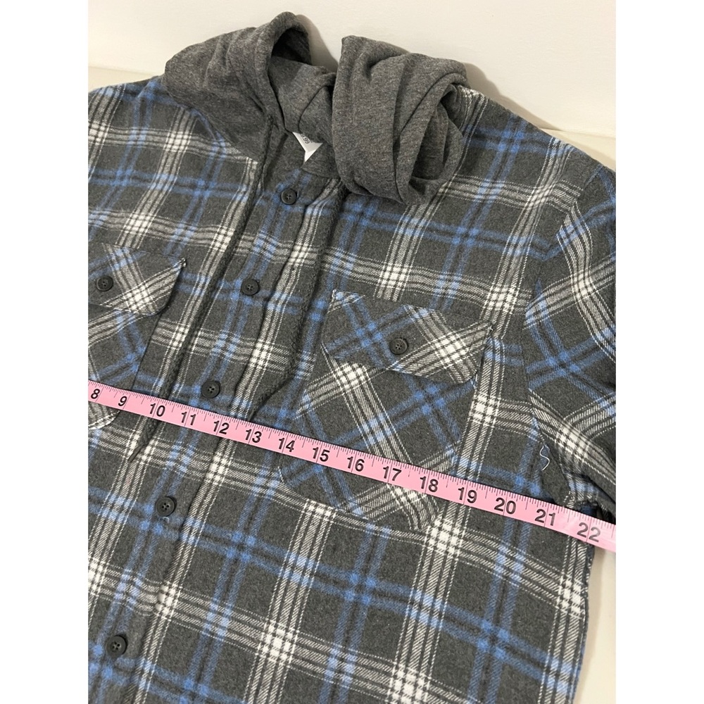 RSQ Men’s Plaid Hooded Flannel Long Sleeve Top Size Medium - Picture 6 of 7
